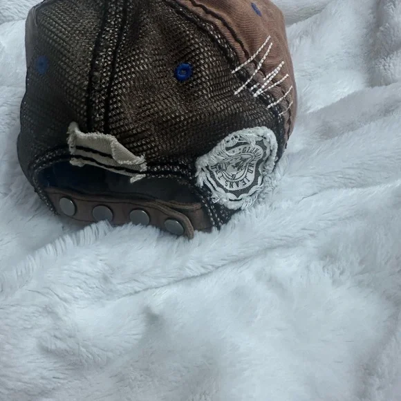 True Religion Gray and Brown Patchwork Hat